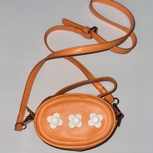 Orange Crossbody Bag with Floral Accents